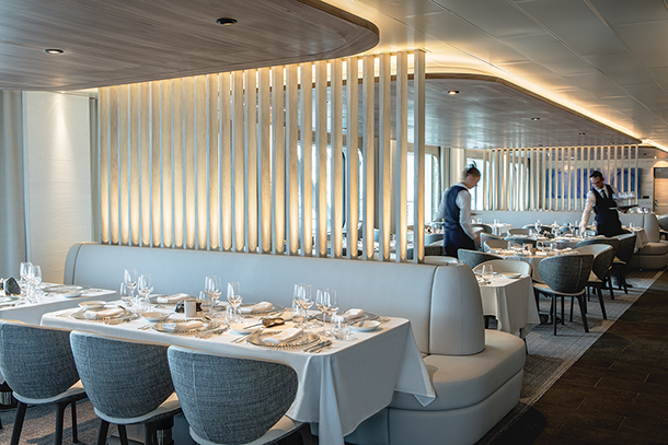 Fine dining at restaurant on board