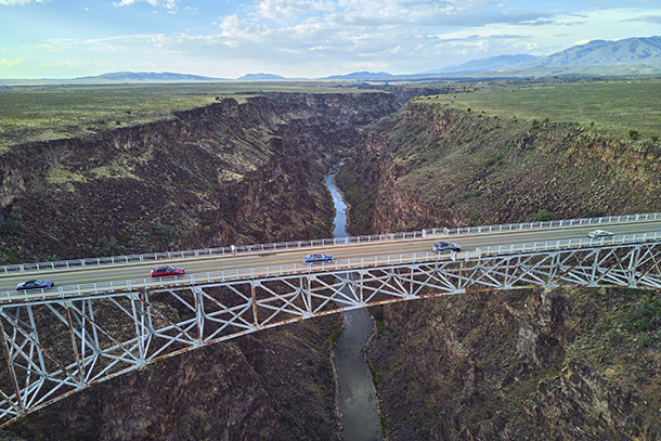 Bentley off-road driving tour on Junction Bridge over Rio Grande Gorge