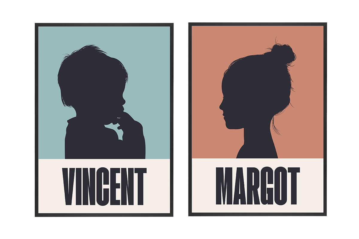 Burnt Peach Design Silhouette Portrait